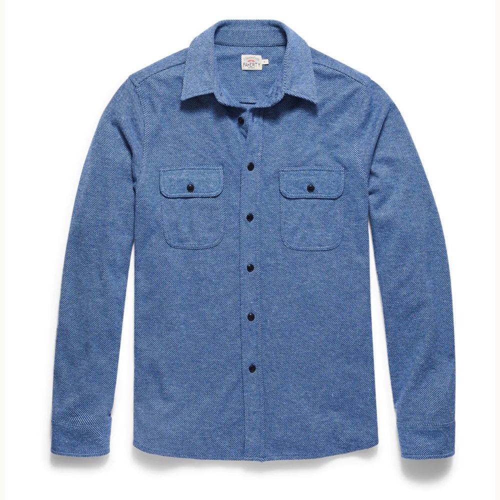 Faherty Legend Sweater Shirt - Glacier Blue Twill - XXL